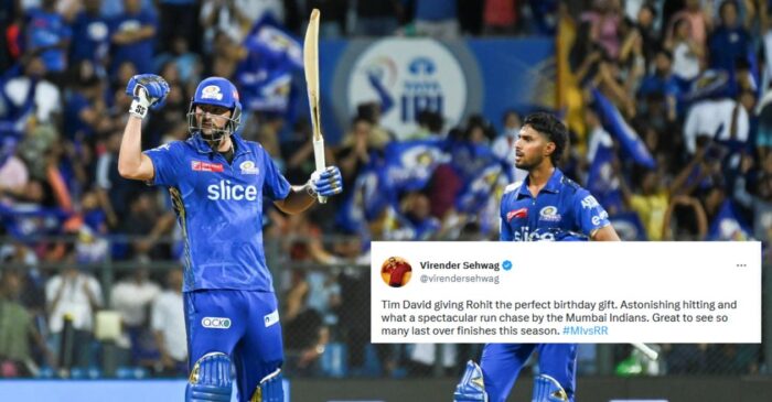 IPL 2023: Virender Sehwag and others react to Tim David’s sensational finish against Rajasthan Royals