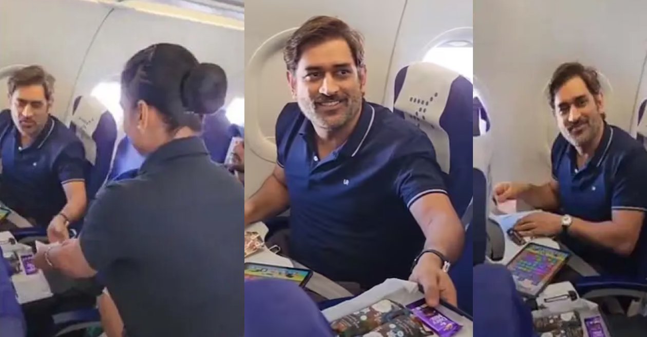 WATCH: MS Dhoni brightens up an air hostess’ day with his kind gesture, video goes viral