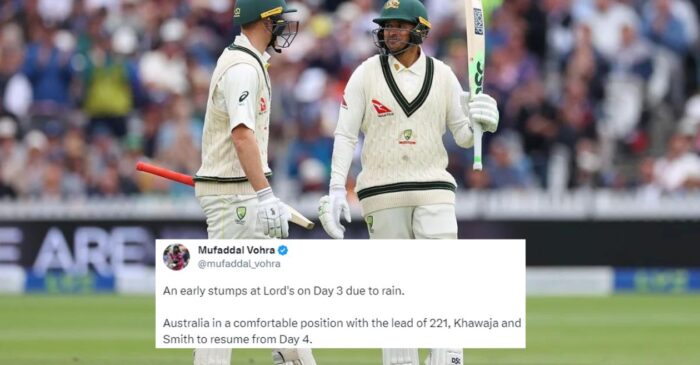 Twitter reactions: Usman Khawaja sizzles as Australia consolidate lead over England on rain-shortened Day 3 of Lord’s Test