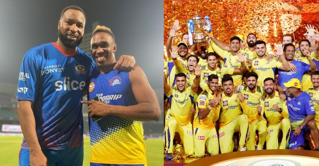 WATCH: Dwayne Bravo, Kieron Pollard engage in a hilarious banter after CSK equal MI’s feat of 5 IPL titles