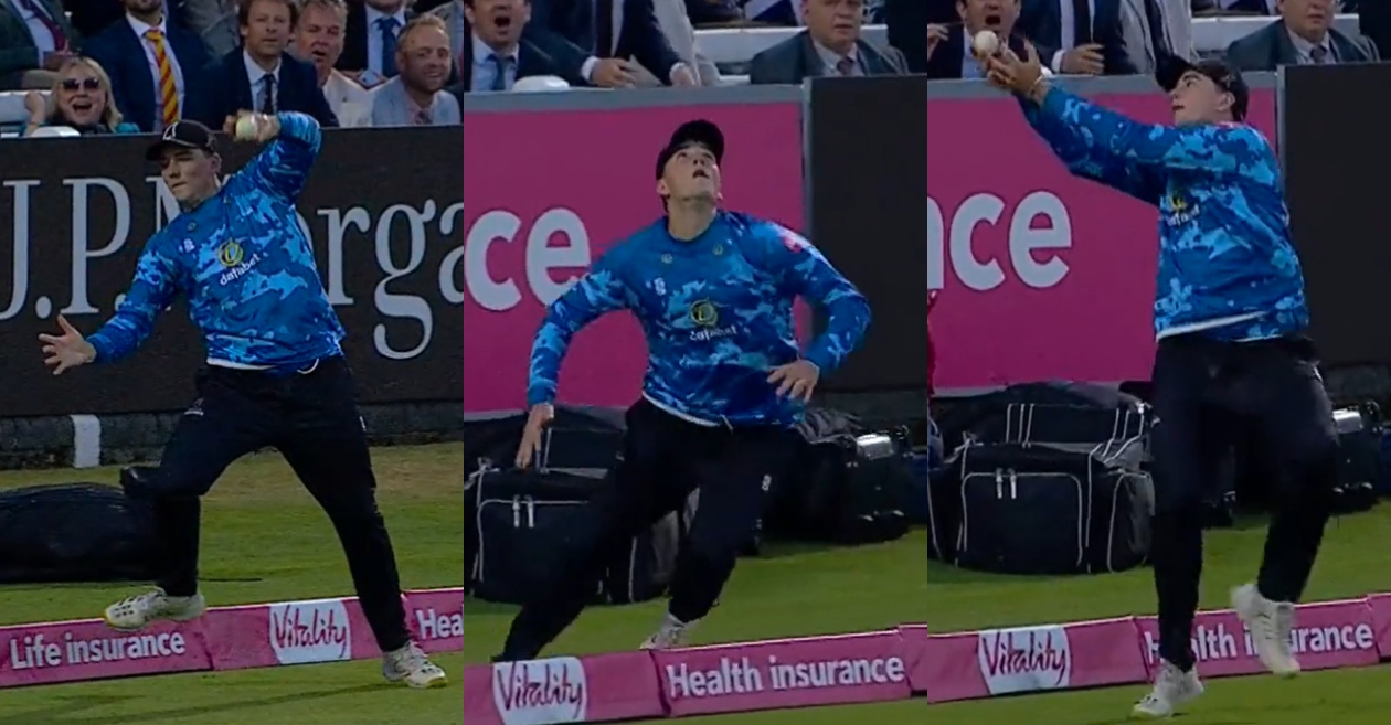 WATCH: James Coles takes a brilliant juggling boundary catch for Sussex in T20 Blast 2023