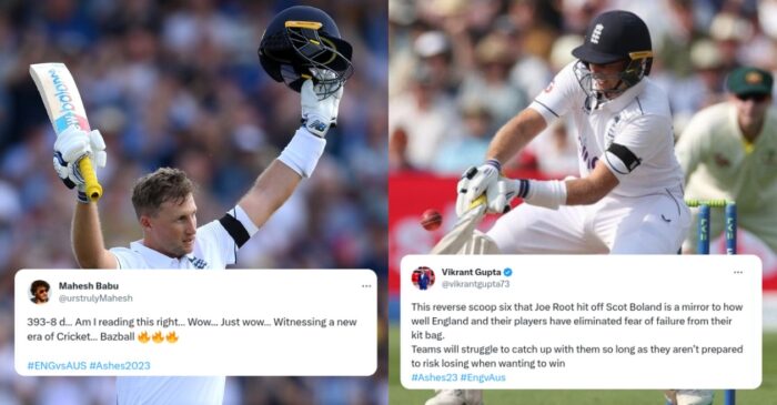 WATCH: Joe Root’s reverse scoop six and England’s bazball approach in the Ashes 2023 stuns everyone; Mahesh Babu & others react