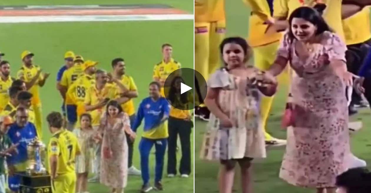Sakshi insists MS Dhoni to leave the IPL trophy and hug her in an unseen  video clip | Cricket Times