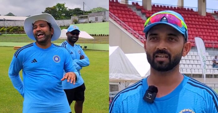 WI vs IND [WATCH]: Rohit Sharma bursts into laughter after Ajinkya Rahane’s witty response to an interviewer