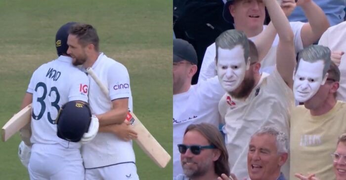 Ashes 2023 [WATCH]: England fans tease Steve Smith with crying face masks after Chris Woakes hits the winning runs
