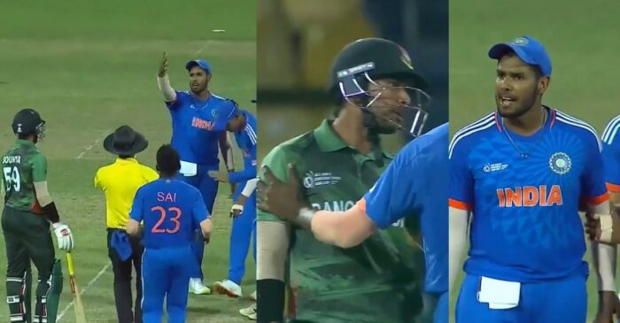 WATCH: Tempers flare as Harshit Rana and Soumya Sarkar get involved in a heated exchange at Emerging Asia Cup 2023