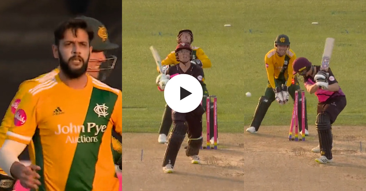 WATCH Imad Wasim bowls a double wicket maiden in T20 Blast 2023 quarter-final against Somerset Cricket Times