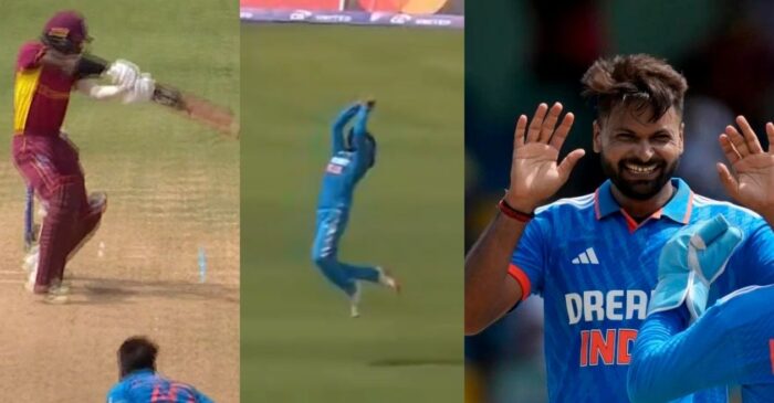 WI vs IND [WATCH]: Mukesh Kumar bags his maiden wicket after Ravindra Jadeja plucks a brilliant catch to dismiss Alick Athanaze in 1st ODI