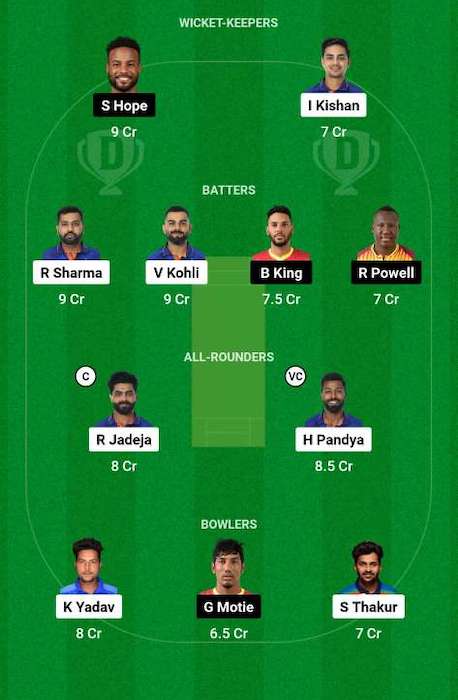 WI vs IND Dream11 Team for 2nd ODI