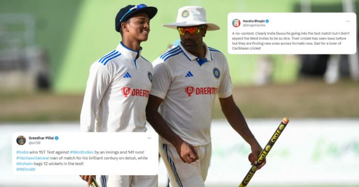 Twitter reactions: Yashasvi Jaiswal and Ravichandran Ashwin shine as India thrash West Indies in Dominica Test