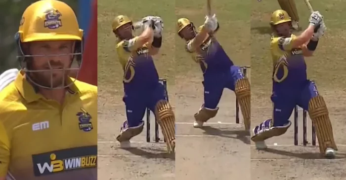 WATCH: Aaron Finch does a Rinku Singh; hits 5 consecutive sixes in an over at the US Masters T10 League