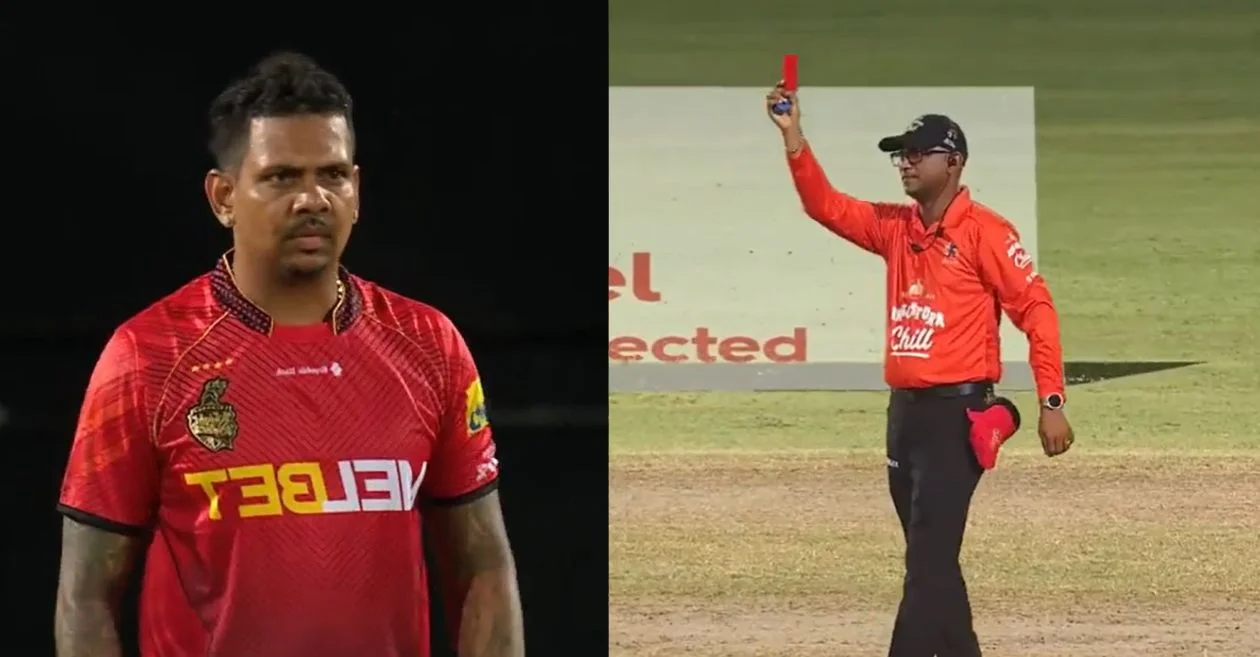WATCH: Sunil Narine becomes first victim of red card rule in CPL