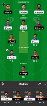 WI vs IND Final, Dream 11, Team for today's match