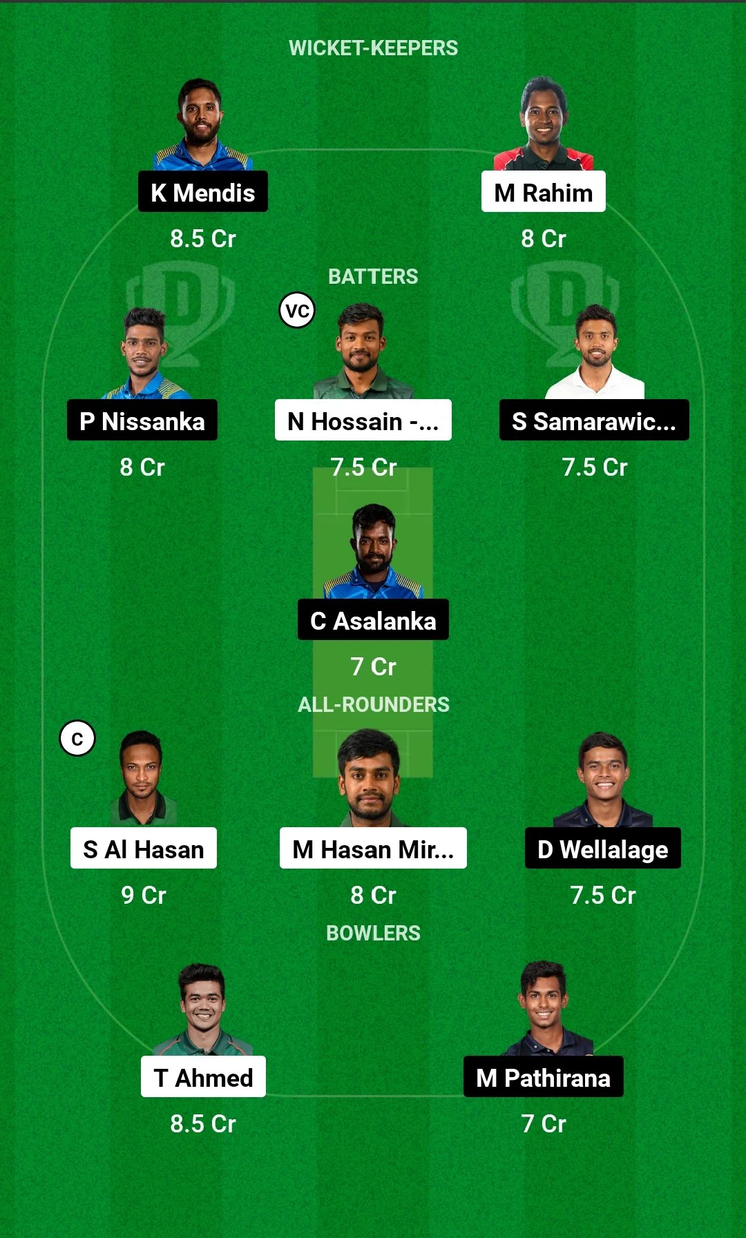 BAN vs SL Dream11 Team for first warm-up game