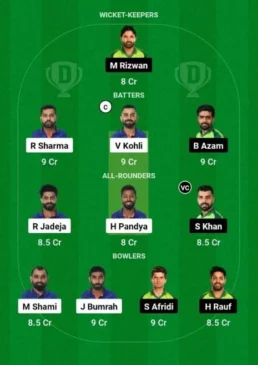 India vs Pakistan, Dream11 Team 