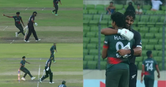 WATCH: Ish Sodhi recalled by Bangladesh skipper Litton Das after being run out at non-striker’s end; hugs bowler after the gesture