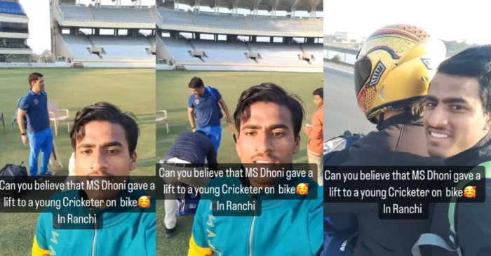 WATCH: Former India skipper MS Dhoni takes a budding cricketer for ride on his vintage bike