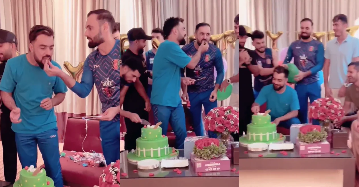 WATCH: Mohamad Nabi scares Rashid Khan by bursting a balloon at his birthday celebration