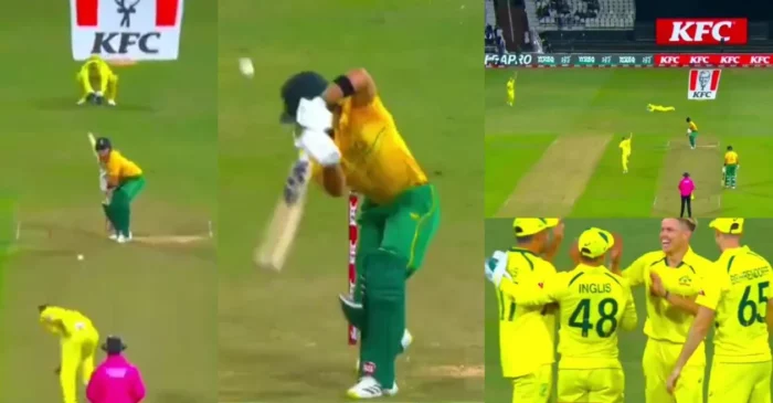 WATCH: Nathan Ellis bowls a beauty to dismiss Dewald Brevis for a golden duck in 2nd T20I – SA vs AUS