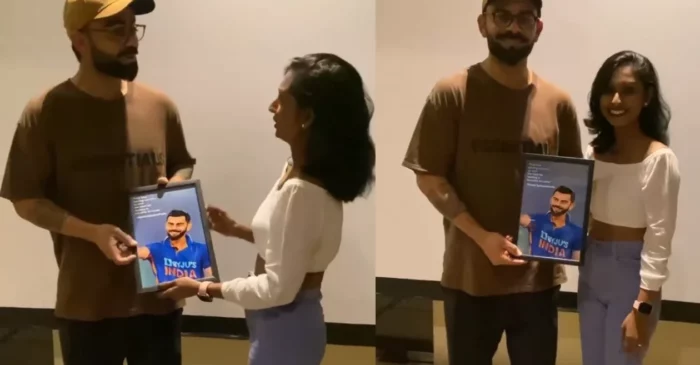 WATCH: Sri Lankan fan gifts Virat Kohli a handmade potrait of him; video goes viral