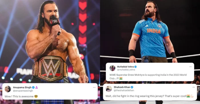 Fans go wild after WWE superstar Drew McIntyre sports India’s jersey to show his support for Rohit and Co. ahead of ODI World Cup 2023