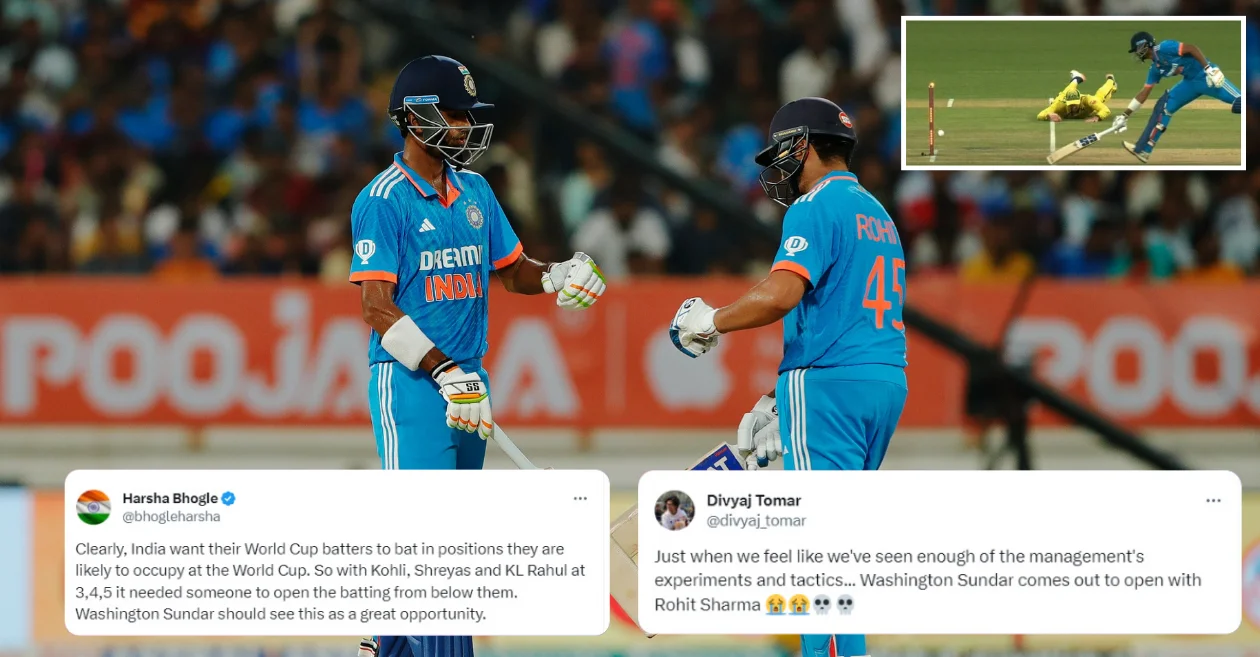 IND vs AUS 2023 Twitter abuzz as Washington Sundar opens Indias innings with Rohit Sharma and survives a controversial run-out Cricket Times
