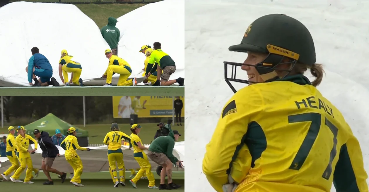 WATCH: Alyssa Healy, Ellyse Perry and other Australia players lend a helping hand to groundstaff after rain hits AUS-W vs WI-W 2nd ODI