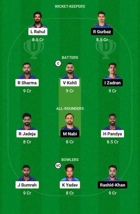 IND vs AFG Dream11 Team for today's match - ODI World Cup 2023