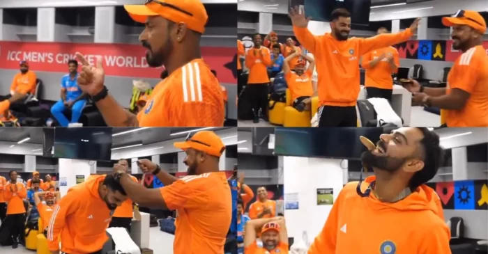 CWC 2023 [WATCH]: Indian dressing room celebrates as Virat Kohli receives ‘gold medal’ for outstanding fielding against Australia