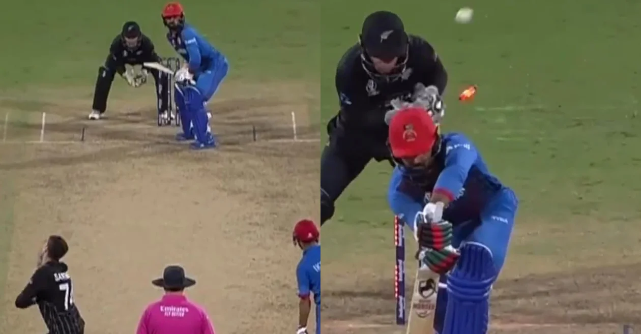 World Cup 2023, NZ vs AFG [WATCH]: Mitchell Santner bowls a ripper to send back Mohammad Nabi