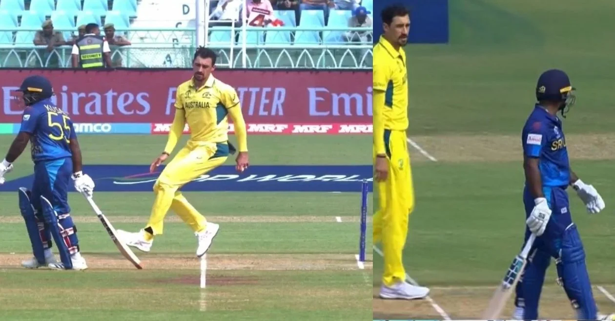 World Cup 2023 [WATCH]: Mitchell Starc warns Kusal Perera for stepping out of his crease in the AUS vs SL game