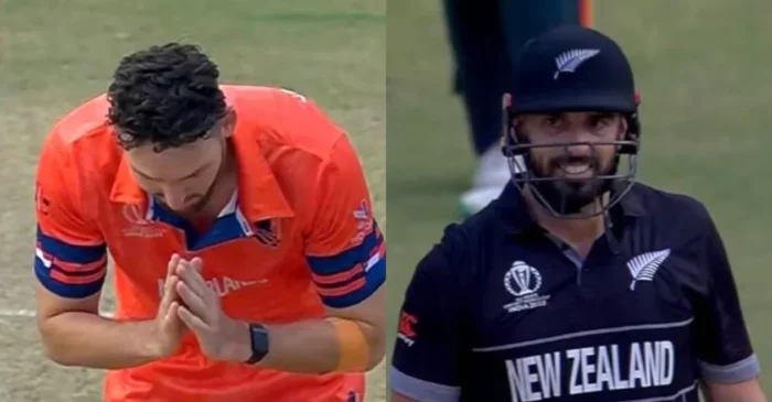 CWC 2023 [WATCH]: Paul van Meekeren thanks Daryl Mitchell for not hitting him through a special ‘Namaste’ gesture during NZ vs NED clash