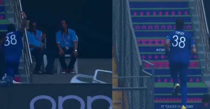 World Cup 2023 [WATCH]: Reece Topley throws chair in frustration after leaving the field – ENG vs SA
