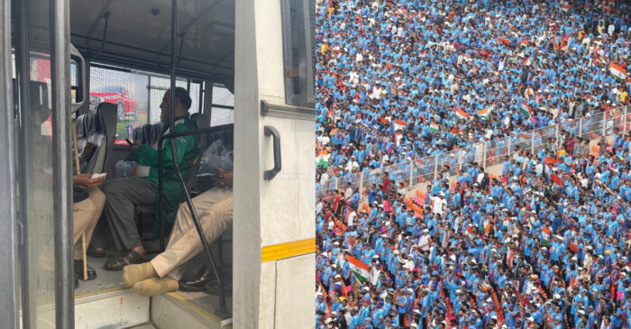 World Cup 2023: Sea of Blue at Ahmedabad during IND vs PAK clash forces lone Pakistan fan to sit in a Police van