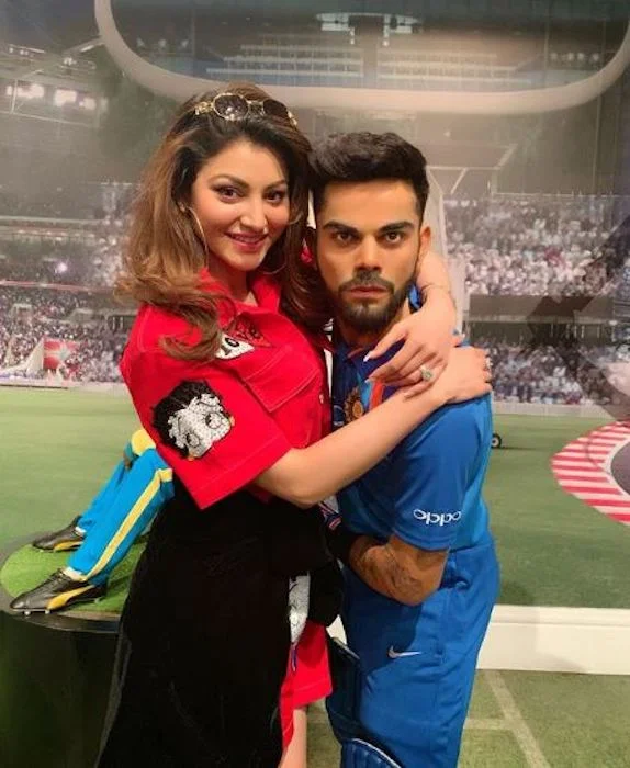 Urvashi Rautela with Virat Kohli's wax statue at Madame Tussauds