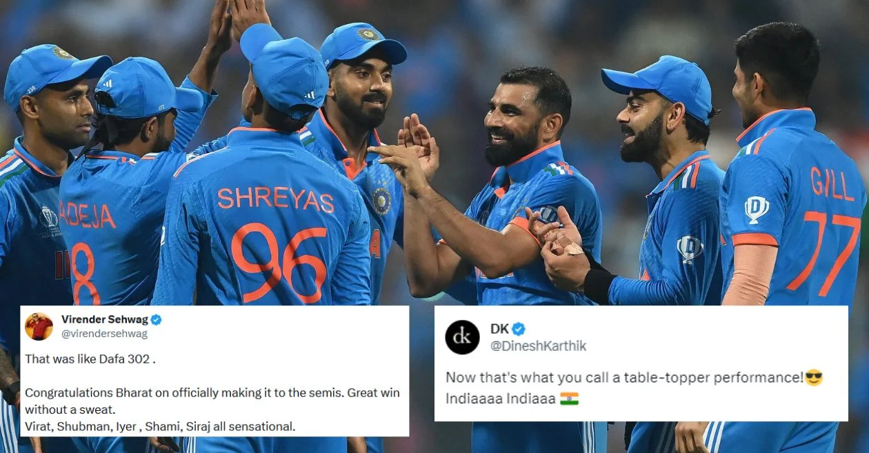 Cricket fraternity erupts as clinical India steamroll Sri Lanka to secure semi-final berth of ODI World Cup 2023