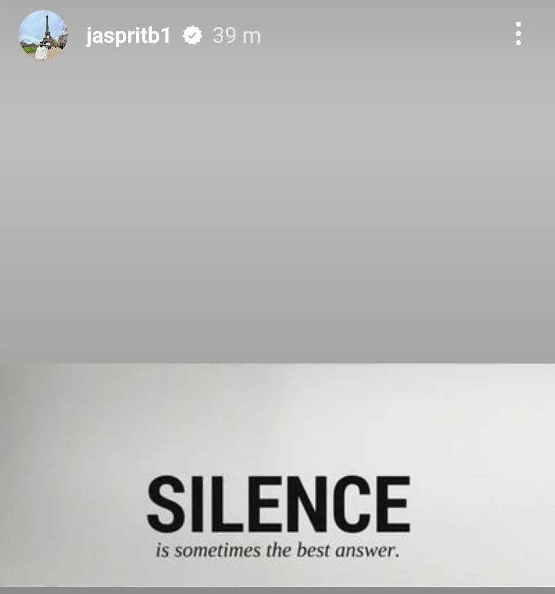 Jasprit Bumrah's Instagram story