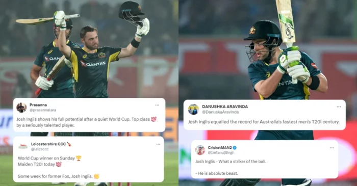 Josh Inglis smashes joint-fastest T20I ton for Australia during match against India in Visakhapatnam; fans heap praises – IND vs AUS 2023
