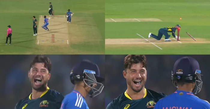 WATCH: Marcus Stoinis mocks Yashasvi Jaiswal with a devilish laugh after Ruturaj Gaikwad’s run-out during IND vs AUS 1st T20I