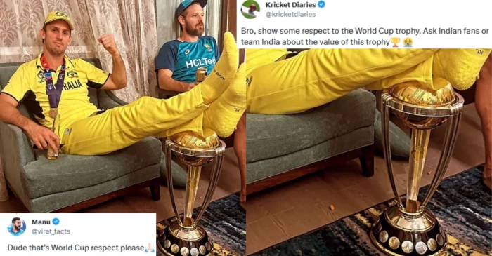 CWC 2023: Fans slam Mitchell Marsh for disrespecting the ODI World Cup trophy