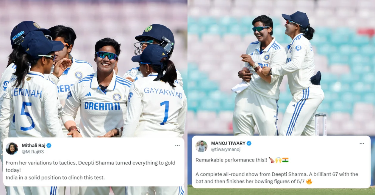 IND-W vs ENG-W 2023: Twitter erupts as Deepti Sharma’s brilliant fifer dismantles England lineup on Day 2 of the one-off Test