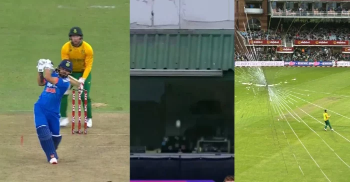 WATCH: Rinku Singh shatters media box glass with a massive six during SA vs IND 2nd T20I