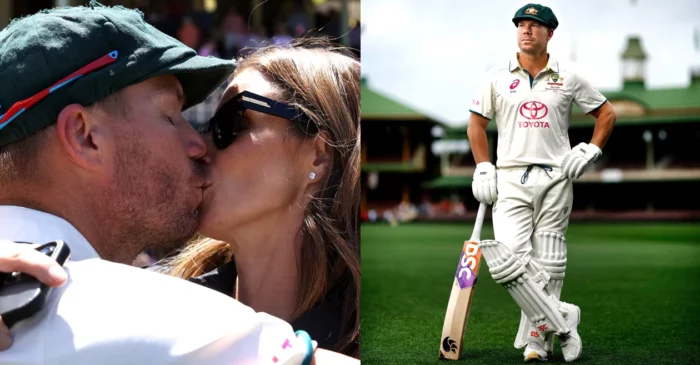 David Warner thanks his wife Candice & other family members after retiring at the SCG
