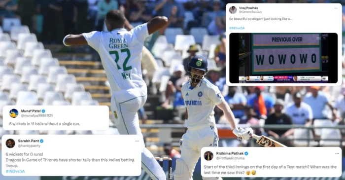 SA vs IND 2023-24: Netizens left shell-shocked after India loses six wickets within 11 balls during Cape Town Test
