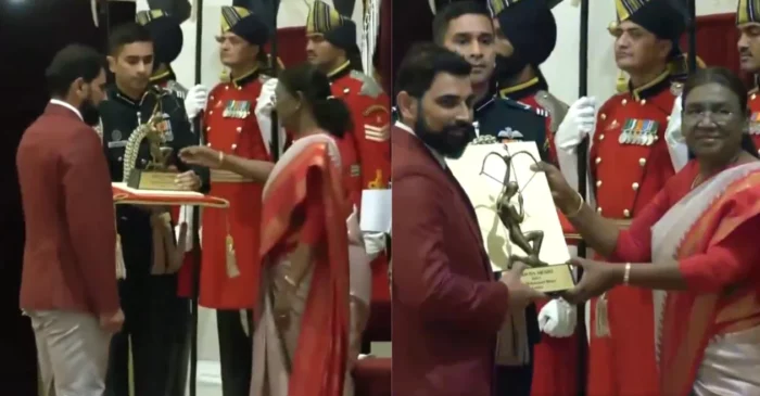 WATCH: Mohammed Shami receives Arjuna Award from the President of India; video goes viral