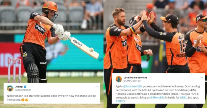 Twitter reactions: Nick Hobson and Andrew Tye propel Perth Scorchers to victory over table-toppers Brisbane Heat – BBL|13