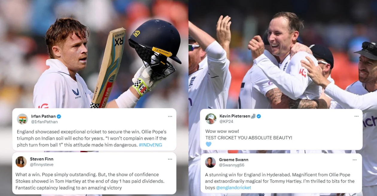 Twitter reactions: Ollie Pope’s 196 and Tom Hartley’s sensational 7-fer seals England’s victory over India in Hyderabad Test