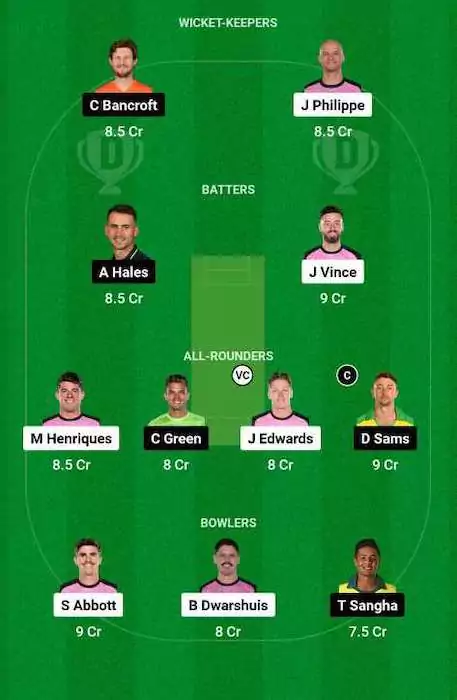 SIX vs THU Dream11 Team for today's match