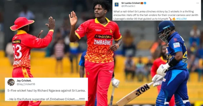 Twitter reactions: Richard Ngarava’s fifer goes in vain as Sri Lanka defeat Zimbabwe in second ODI