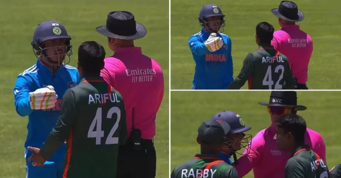 U19 World Cup 2024: Uday Saharan and Ariful Islam’s argument sparks tension in India-Bangladesh clash; video goes viral
